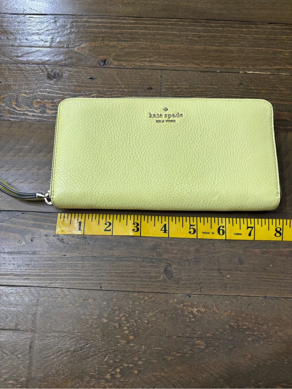 Kate Spade Yellow Pebbled Leather Zip Around Wallet